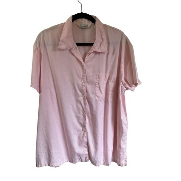 L.L. Bean Light Pink Linen Casual Button Down Shirt - Picture 1 of 5